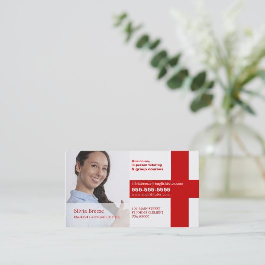 Persoonlijke foto, Engelse taaltater Visitekaartje (Staand voorkant)
