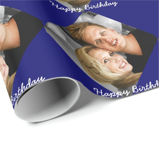 Persoonlijke foto familie verjaardag cadeaupapier (Rol Hoek)