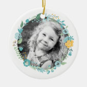 Persoonlijke foto Fort Floral Wreath Keramisch Ornament (Voorkant)