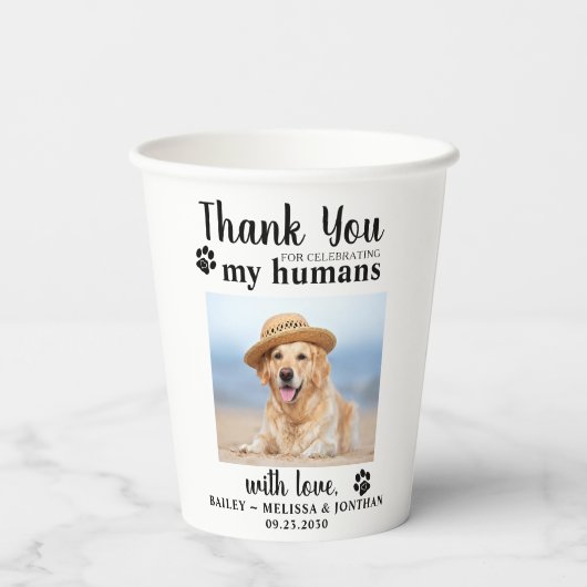 Persoonlijke foto Foto Dank je weduwschap Papieren Bekers (Achterkant)