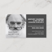 Persoonlijke foto, geschiedenisonderwijzer, leraar visitekaartje (Voorkant)