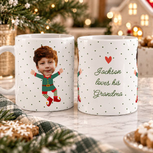 Persoonlijke foto gezicht grappige kerst elf kind koffiemok