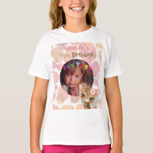 Persoonlijke foto giraffe Birthday partijmeisjes T-shirt
