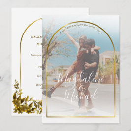 Persoonlijke foto Gold Arch Lijst bruiloft uitnodi Kaart