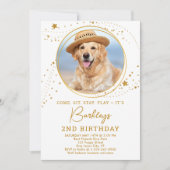 Persoonlijke foto Gold Stars Dog Birthday Kaart (Voorkant)