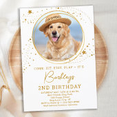 Persoonlijke foto Gold Stars Dog Birthday Kaart
