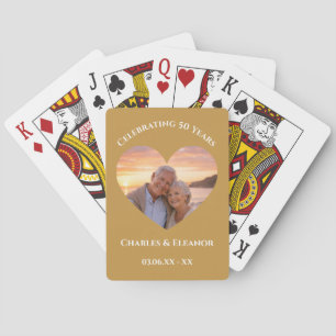 Persoonlijke foto gouden 50ste verjaardag cadeau pokerkaarten