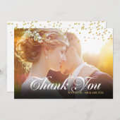 Persoonlijke foto gouden confetti script bedankt (Voorkant / Achterkant)