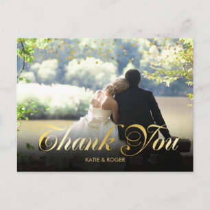Persoonlijke foto gouden confetti script bedankt briefkaart