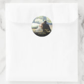 Persoonlijke foto gouden confetti script bedankt ronde sticker (Tas)
