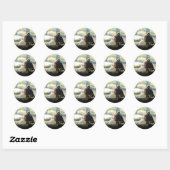 Persoonlijke foto gouden confetti script bedankt ronde sticker (Vel)