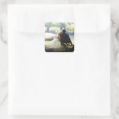 Persoonlijke foto gouden confetti script bedankt vierkante sticker (Tas)