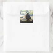Persoonlijke foto gouden confetti script bedankt vierkante sticker (Tas)
