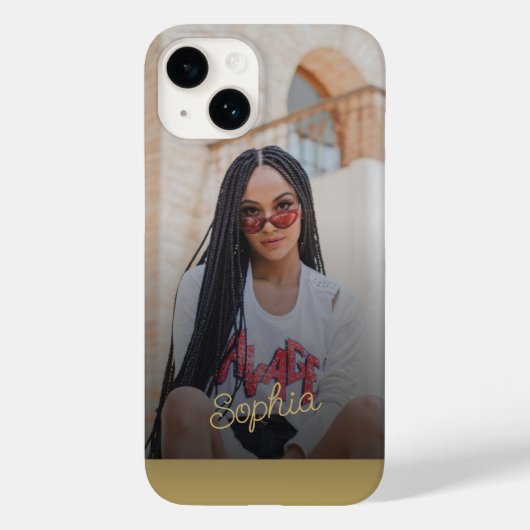 Persoonlijke foto gouden handtekening naam script Case-Mate iPhone case (Achterkant)