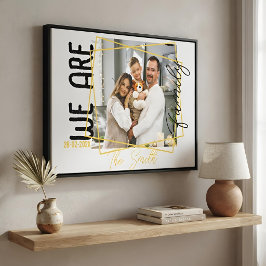 Persoonlijke foto gouden lijst familie aangepaste canvas afdruk