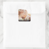 Persoonlijke foto gouden script bedankt vierkante sticker (Tas)