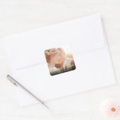 Persoonlijke foto gouden script bedankt vierkante sticker (Envelop)