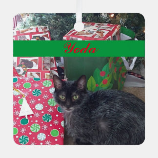 Persoonlijke foto Groen rood, eenvoudig Metalen Ornament