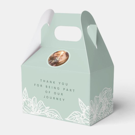 Persoonlijke foto Groene bloemen met foto's Bedankdoosjes (Achterkant)