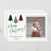 Persoonlijke foto groene kerstavond feestdagenkaart (Voorkant / Achterkant)