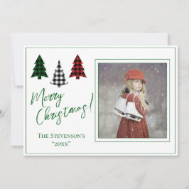 Persoonlijke foto groene kerstavond feestdagenkaart