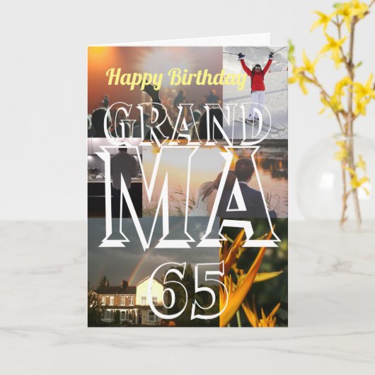 Persoonlijke foto grootma 65th Birthday Kaart (Gele Bloem)
