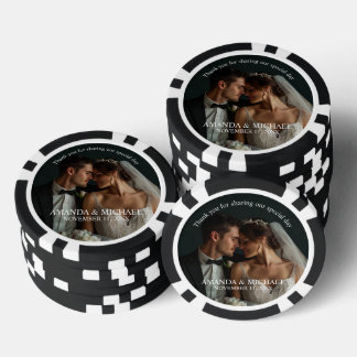 Persoonlijke foto gunst met namen en trouwdatum poker chips