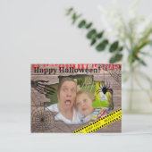 Persoonlijke foto Halloween achter de muur Briefkaart (Staand voorkant)