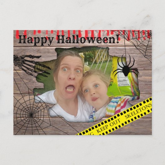 Persoonlijke foto Halloween achter de muur Briefkaart (Voorkant)