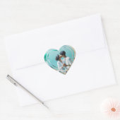 Persoonlijke foto hart strand sticker (Envelop)