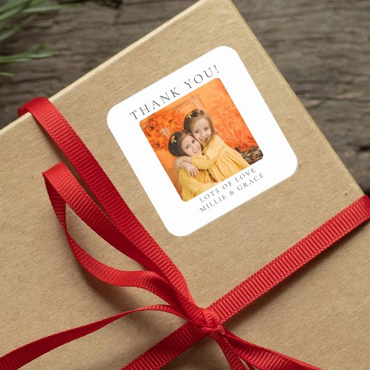 Persoonlijke foto Hartelijk dank Vierkante Sticker