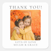 Persoonlijke foto Hartelijk dank Vierkante Sticker (Voorkant)