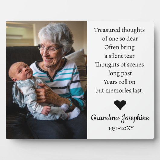 Persoonlijke foto-herdenking In Loving Memory  Fotoplaat (Voorkant)