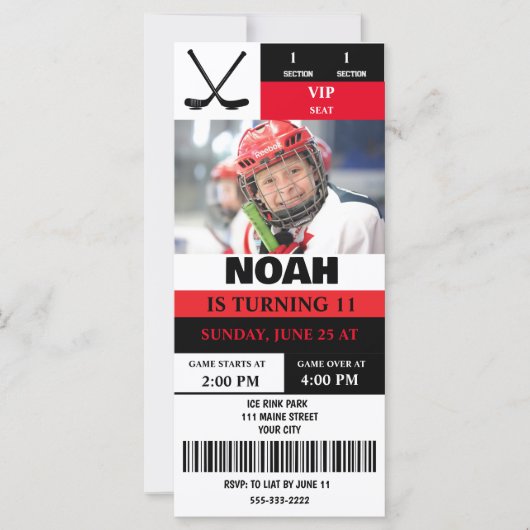 Persoonlijke foto-hockeyticket verjaardagsfeestje (Voorkant)