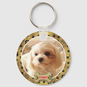 Persoonlijke foto hond - Pootafdruk ontwerp Sleutelhanger
