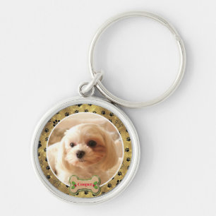Persoonlijke foto hond - Pootafdruk ontwerp Sleutelhanger
