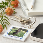 Persoonlijke foto hond poten blauw sleutelhanger (Voorkant Rechts)