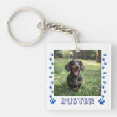 Persoonlijke foto hond poten blauw sleutelhanger (Voorkant)