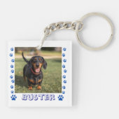 Persoonlijke foto hond poten blauw sleutelhanger (Achterkant)