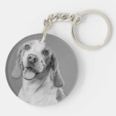 Persoonlijke foto-Hondenliefhebber toetsenbord toe Sleutelhanger (Achterkant)