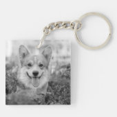 Persoonlijke foto-Hondenliefhebber toetsenbord toe Sleutelhanger (Achterkant)