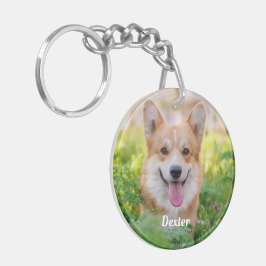 Persoonlijke foto-Hondenliefhebber toetsenbord toe Sleutelhanger (Voorkant Links)