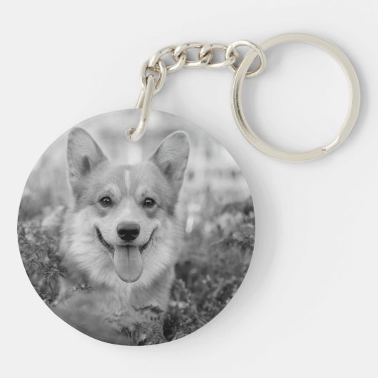 Persoonlijke foto-Hondenliefhebber toetsenbord toe Sleutelhanger (Achterkant)