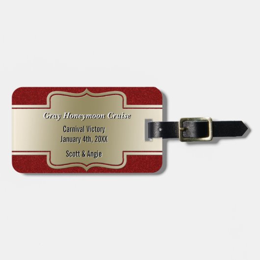 Persoonlijke foto | Honeymoon Cruise Monogram Bagagelabel (Voorkant horizontaal)