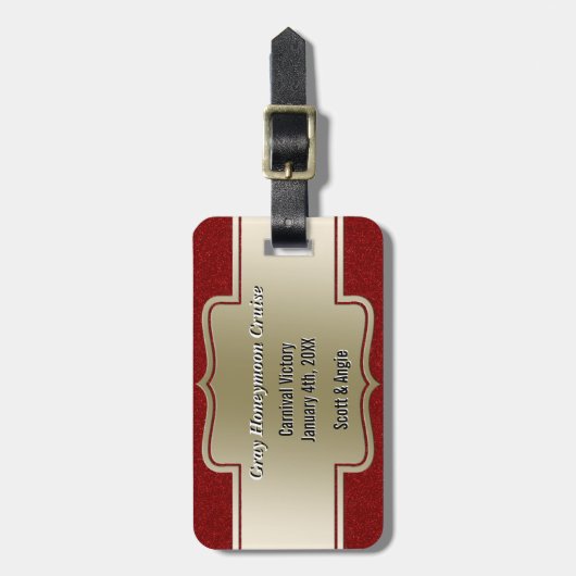 Persoonlijke foto | Honeymoon Cruise Monogram Bagagelabel (Voorkant verticaal)