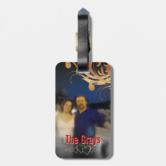 Persoonlijke foto | Honeymoon Cruise Monogram Bagagelabel (Achterkant verticaal)