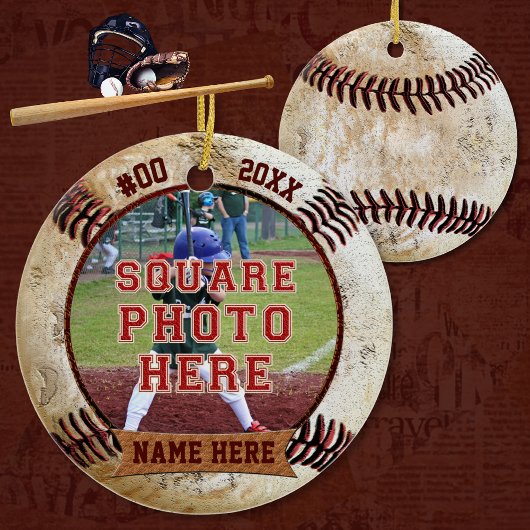 Persoonlijke FOTO Honkbal Ornamenten NAAM, JAAR