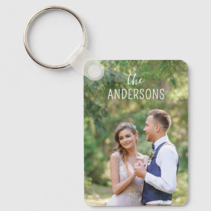 Persoonlijke foto-huwelijkspaar geschenk met monog sleutelhanger