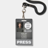 Persoonlijke foto ID Logo Journalist Perspas Badge (Voorzijde met lanyard)