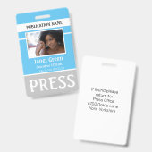 Persoonlijke foto-ID Reporter Pass ID Blue  Badge (Voor- en achterkant)